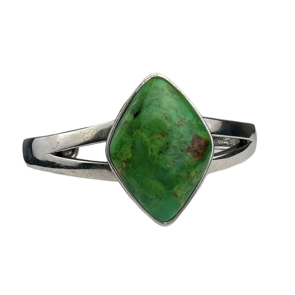 NK Thailand Sterling Silver Cuff Bracelet Green Turquoise Southwest Style